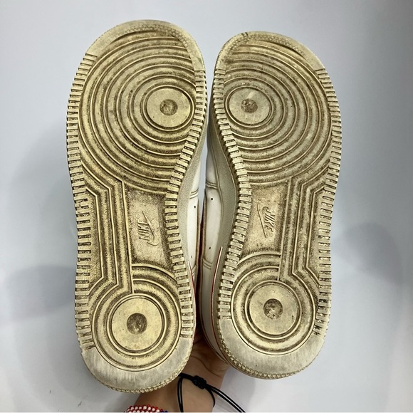 Nike Air Force 1 sneakers white red casual collegiate women’s size 7.5 - Picture 7 of 9